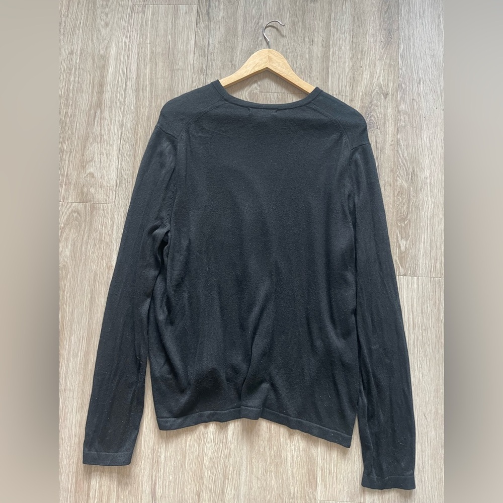 Banana Republic Silk Cashmere Sweater Black Lightweight Crewneck Pullover Size L - Picture 3 of 5